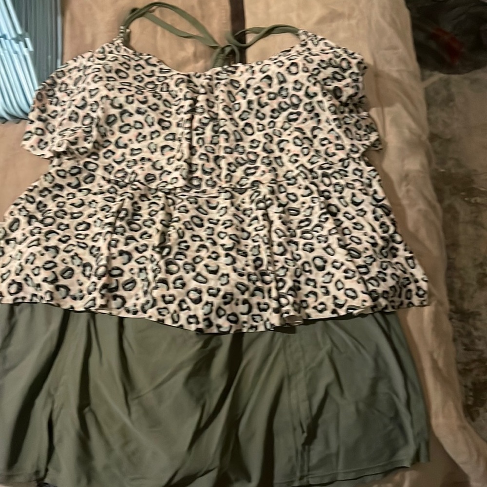 Animal print plus size tankini
